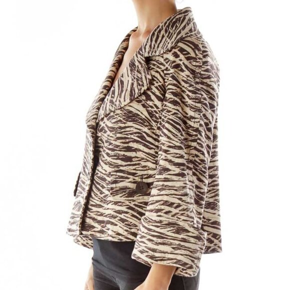 Ellen Tracy Brown Print Blazer - Picture 3 of 8